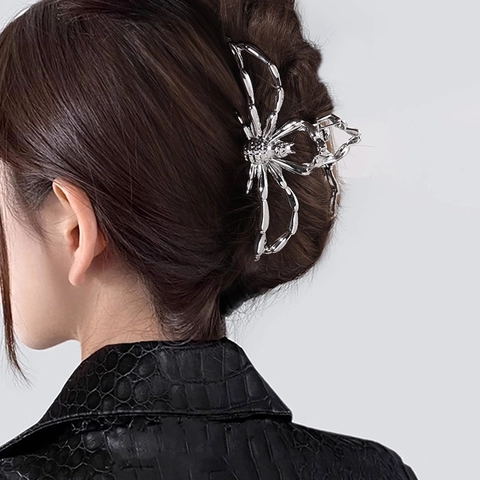 Pinza Araña Grande De Metal Aleación Shark Grip Gótico Punk Halloween Accesorio De Fiesta Para Mujeres Niñas Estilo Oscuro