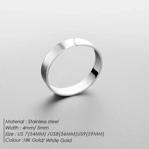 Bague Anneau Lisse en Acier Inoxydable Minimaliste pour Homme Plaqué Or 18K Argent Bague Ouverte Géométrique Ajustable Bijoux de Mode