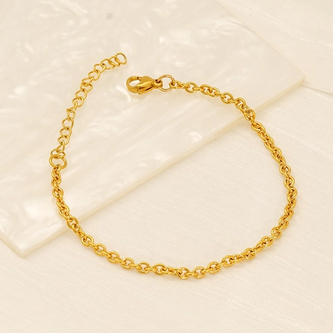 Pulsera Collar De Cadena Cruzada Minimalista Para Mujer De Acero Inoxidable Chapado En Oro De 18K Joyas De Moda