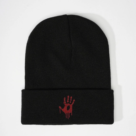 Berretto Beanie Acrilico Maglia Caldo Inverno Street Horror Ricamo Impronta Mano Sangue Per Uomo E Donna