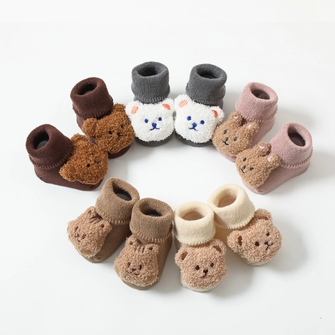 Baby Cartoon 3D Puppe Rutschfest Bodensocken Verdickt Herbst Winter Warm Baumwolle Kleinkind Neugeborenen Socken Mit Tierpuppe