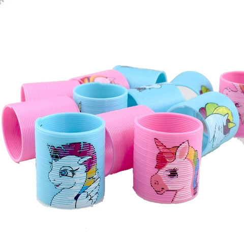 Molla Arcobaleno Giocattolo Plastica Spirale Slinky Antistress Regalo Novità Motivo Unicorno Cartone Animato Bambini Ragazzi Ragazze