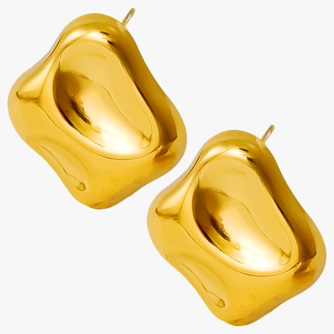 Orecchini a Bottone in Acciaio Inossidabile 304 Geometrici Irregolari Minimalista Nicchia Stile Metallo Liquido Oro Argento