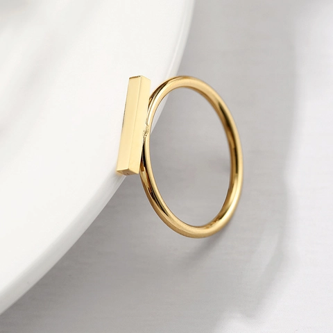 Minimalistischer Edelstahl Geometrischer Balken Ring Für Damen Mode Einfach Poliert 316L Schmuck Trendy Finger Ring
