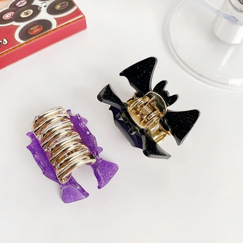 Glitter Bat Hair Claw Clip Acrylic Gothic Halloween Accessory Individual Fun Ponytail Holder For Women Festive Decor
