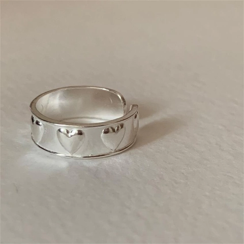 Anello In Argento Sterling 925 Motivo A Cuore Regolabile Aperto Minimalista Trama Martellata Gioielli Da Donna Regalo