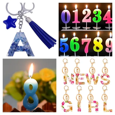 Alphabet Letter Number Silicone Mold Resin Casting Epoxy DIY Jewelry Keychain Pendant With Hanging Hole Mirror Surface Craft Tool