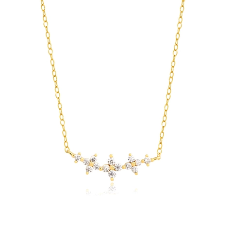 Halskette Mit Blumencluster Aus 925 Sterlingsilber Glitzernder Zirkon Zierliche Schlüsselbeinkette Schmuck Für Damen