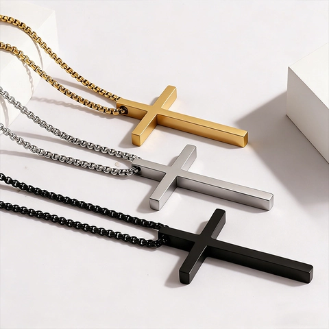 Collana Con Pendente A Croce Acciaio Inossidabile Minimalista Geometrico Gioielli Di Tendenza Per Donne Uomini Unisex