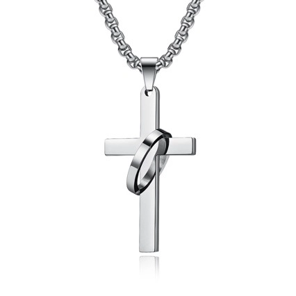 Roestvrijstalen Kruis Ring Hanger Ketting Gepolijste Spiegel Sieraden Mode Heren Dames Religieuze Stijl
