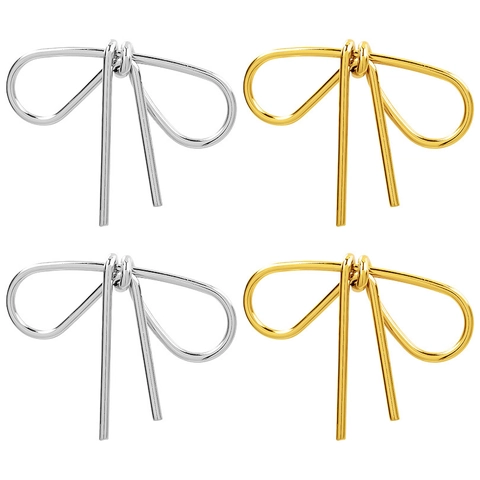 Collana Con Ciondolo A Fiocco Acciaio Inossidabile 304 Placcato Oro 18K Gioielli Minimalisti Non Sbiadiscono Accessorio Donna