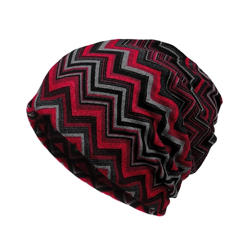 Zickzack Muster Strickmütze Ethno Retro Warm Winter Outdoor Beanie Unisex