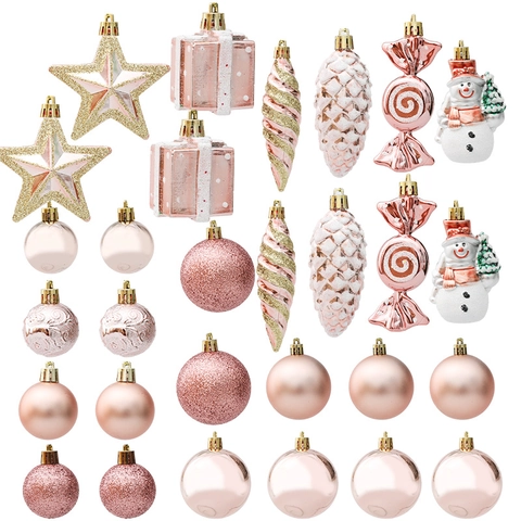 Décorations De Sapin Noël Or Rose Plastique Boules Étoiles Bonshommes Neige Bonbons Festive Maison Décor De Fête