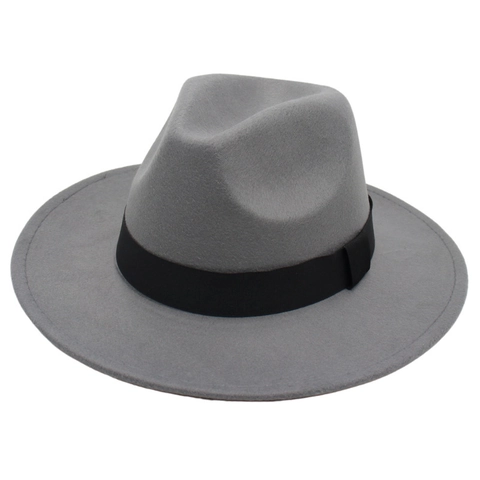 Klassischer Fedora Hut Woolen Felt Wide Brim Jazz Cap Mit Ripsband Für Herren Damen Vintage Gentleman Stil
