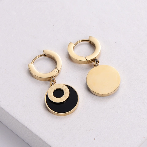 Orecchini A Cerchio Retro In Acciaio Inossidabile Con Pendente Tondo Numeri Romani Per Donna Gioielli Eleganti