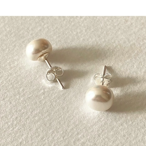 Artificial Baroque Pearl Stud Earrings With 925 Sterling Silver Earring Post Irregular Artificial Pearl Minimalist Jewelry Women