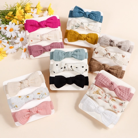 Fascia per Capelli con Fiocco per Neonati in Cotone Mussola Elastica per Neonati Bambini Dolce Copricapo per Neonato