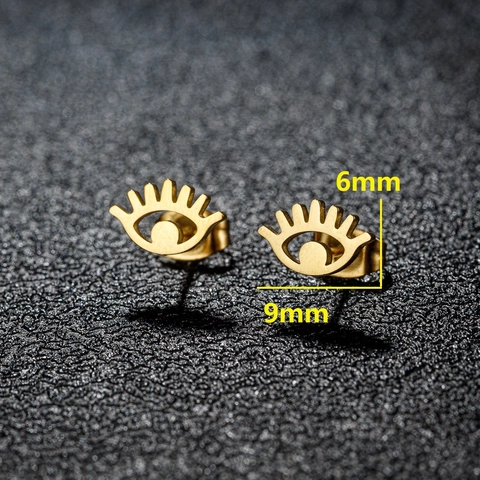 Boucles D'oreilles À Tige Evil Eye Acier Inoxydable 304 Œil Creux Cils Style Punk Minimaliste Géométrique Pour Femmes