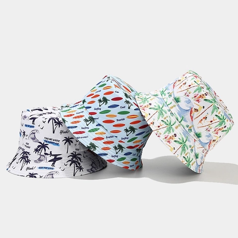 Omkeerbare Tropische Print Vissershoed Katoen Polyester Zonbescherming Strandvakantie Casual Outdoor Pet