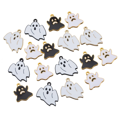 Stainless Steel Enamel Halloween Ghost Charms Cartoon Pendants For DIY Jewelry Making Necklace Bracelet Keyring Accessories