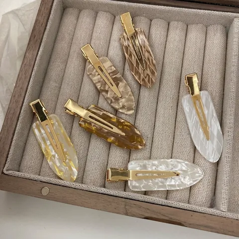 Pinzas para el Cabello de Acetato de Celulosa con Patrón de Mármol para Mujer Vintage Pico de Pato Horquillas sin Costuras