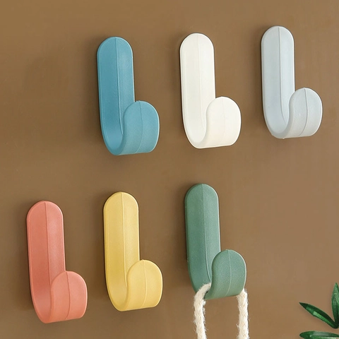 Ganchos Adhesivos De Plástico En Forma De J Soporte De Pared Sin Perforaciones Colgador Para Cocina Baño Estilo Nórdico