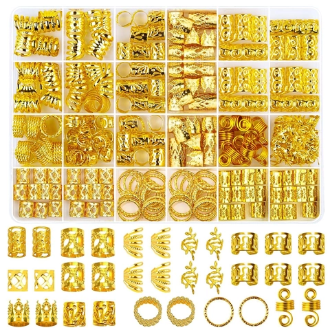 Accesorios Para Dreadlocks De Metal Joyería Para El Cabello Para Trenzas Anillos Huecos Bobinas Concha Hoja Corona Charms Para Mujeres Niñas