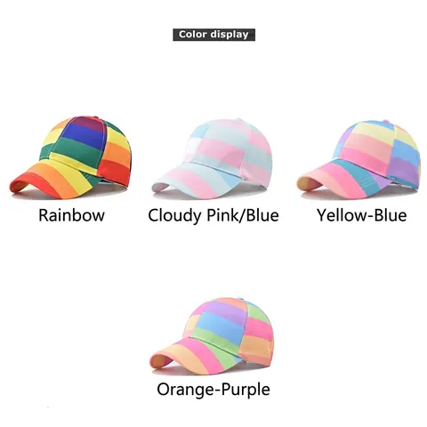 Berretto Da Baseball A Righe Arcobaleno Poliestere Protezione Solare Viaggi All'aperto Regolabile Colorato Traspirante Cappello Sportivo