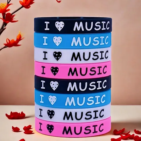 Musik Silikon Armband I Love Music Buchstabe Druck Sportlich Hip Hop Accessoire Für Damen Herren