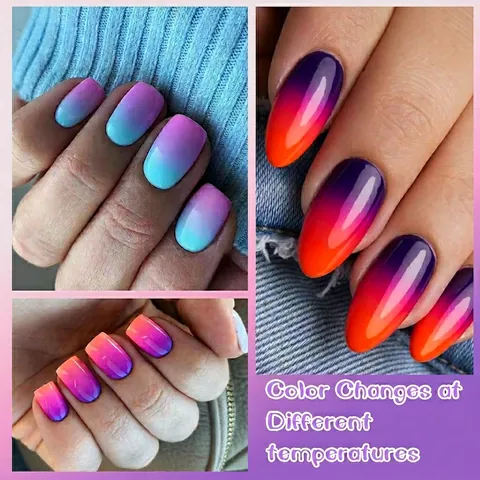 Esmalte De Uñas En Gel Térmico Cambio De Color Por Temperatura Aurora Brillo Reflectante UV LED Remojo Manicura Decoración