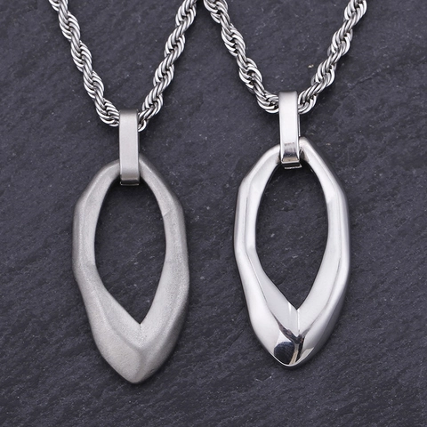 Irregular Geometric Water Drop Pendant Titanium Steel Minimalist Retro Polished Matte Jewelry Accessory