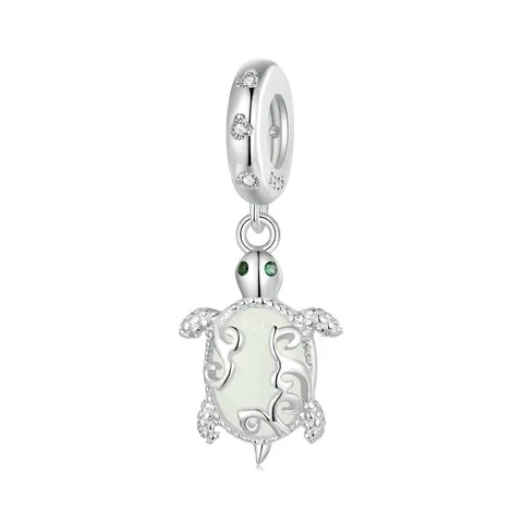 Ciondolo Charm Tartaruga Marina in Argento Sterling 925 Per Bracciale Fai Da Te Gioielli Zirconia Perla Animale