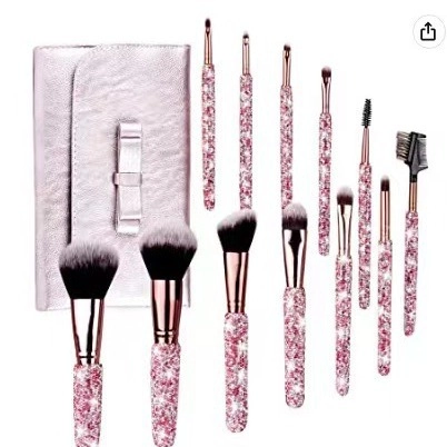 Makeup Brushes Luxury Crystal Rhinestone Handle Synthetic Fiber Bling Glitter Handmade Beauty Tools For Face Eyes