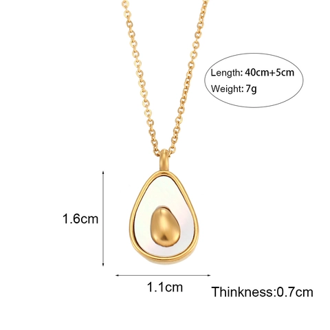 Modisch Edelstahl Muschel Avocado Anhänger Halskette Vergoldet Minimalistisch Elegant Schmuck Geschenk Für Damen Mädchen