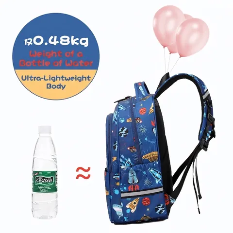 Kids School Backpack Waterproof Polyester Breathable Cartoon Space Dinosaur Printed Casual Travel Daypack