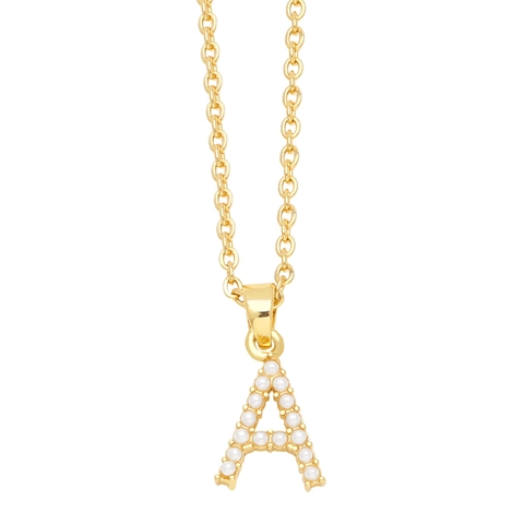 Collana Con Pendente Lettera Iniziale Rame Placcato Oro Con Künstliche Perle Sintetiche Catena Da Clavicola Per Donna Moda