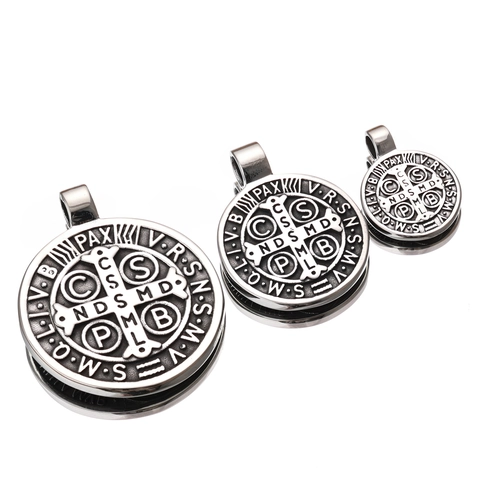 Sint Benedictus Medaille Religieuze Hanger Roestvrij Staal Vintage Exorcisme Kruis Circulair Retro Sieraden Heren Dames