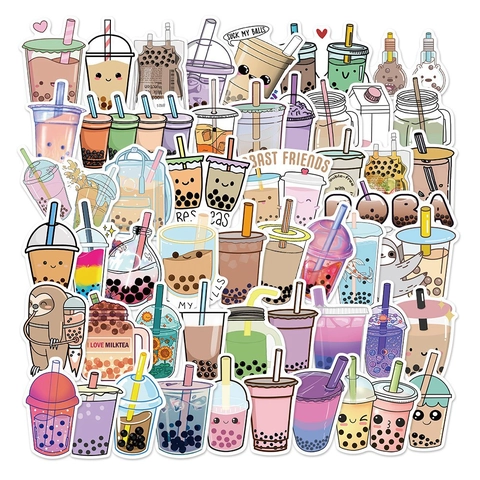 Adesivi Bubble Tea Impermeabile PVC Cartone Animato Kawaii Decorazione Scrapbooking Diario Bottiglia