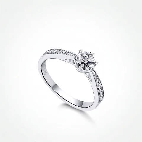925 Sterling Silver Ring Women Classic Six-Claw Wedding Engagement Jewelry Round Brilliant Cut Zirconia Light Luxury