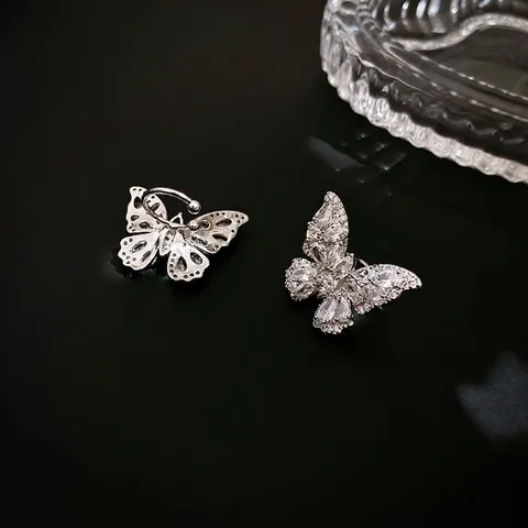 Butterfly Ear Bone Clips Alloy Cubic Zirconia Non Pierced Earrings Luxury Minimalist Sparkling Jewelry For Women