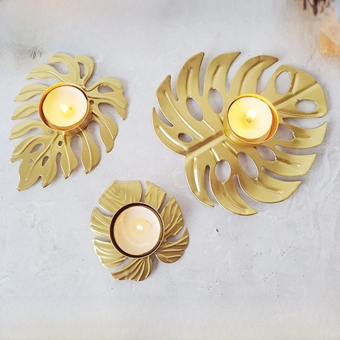 Minimalist Leaves Iron Candlestick Artificial Decorations