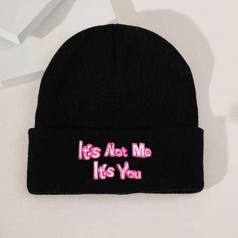 Knitted Beanie Hat Acrylic Material Lettering Embroidery Its Not Me Its You Casual Streetwear Hip Hop For Men Women