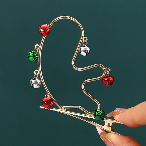 Pinza para el Cabello con Campanas de Reno de Navidad de Aleación Colorida Accesorios para el Cabello de Fiesta para Mujer Niña