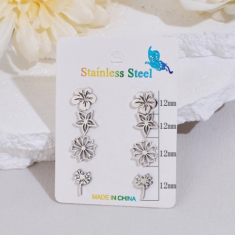 Pendientes De Botón Flor Estrella Diente De León Acero Inoxidable Minimalista Dulce Estilo Vintage Joyas Para Mujer