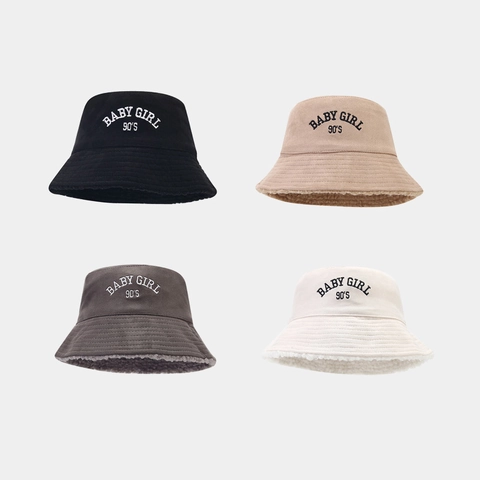 Cappello Da Pescatore Reversibile In Camoscio Con Fodera Sherpa Caldo Inverno Ispessito Ricamo Lettere Stile Retrò Donne