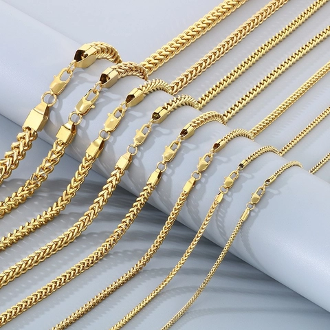 Stainless Steel Franco Wheat Chain Necklace And Bracelet Set For Men Women Hip Hop Fashion Jewelry Gold Silver Color