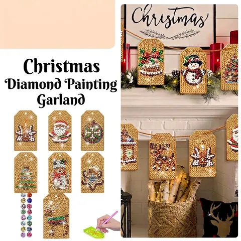 DIY Christmas Diamond Painting Hanging Tags Acrylic Rhinestone Holiday Decoration Handcraft Ornaments Full Drill