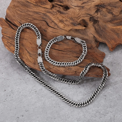 Collar Y Pulsera De Eslabones Cubanos De Acero Inoxidable 316L Retro Para Hombres Mujeres Estilo Punk Hip Hop