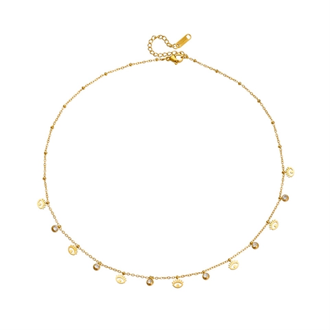 Evil Eye Ketting Roestvrij Staal Verguld Zirkonia Hangers Minimalistische Sieraden Voor Vrouwen Elegante Sleutelbeenketting