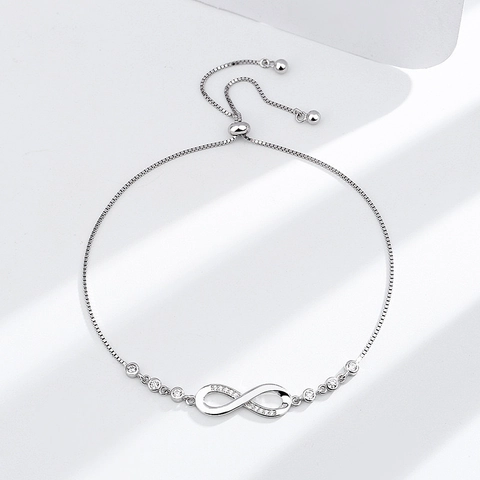 925 Sterlingsilber Unendlichkeit Armband Verstellbares Bolo Armband Mit Strass Für Damen Elegantes Mode Schmuck Geschenk